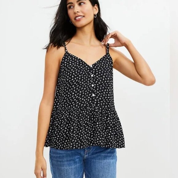 LOFT Tops - LOFT - Rose Button Peplum Cami NWT